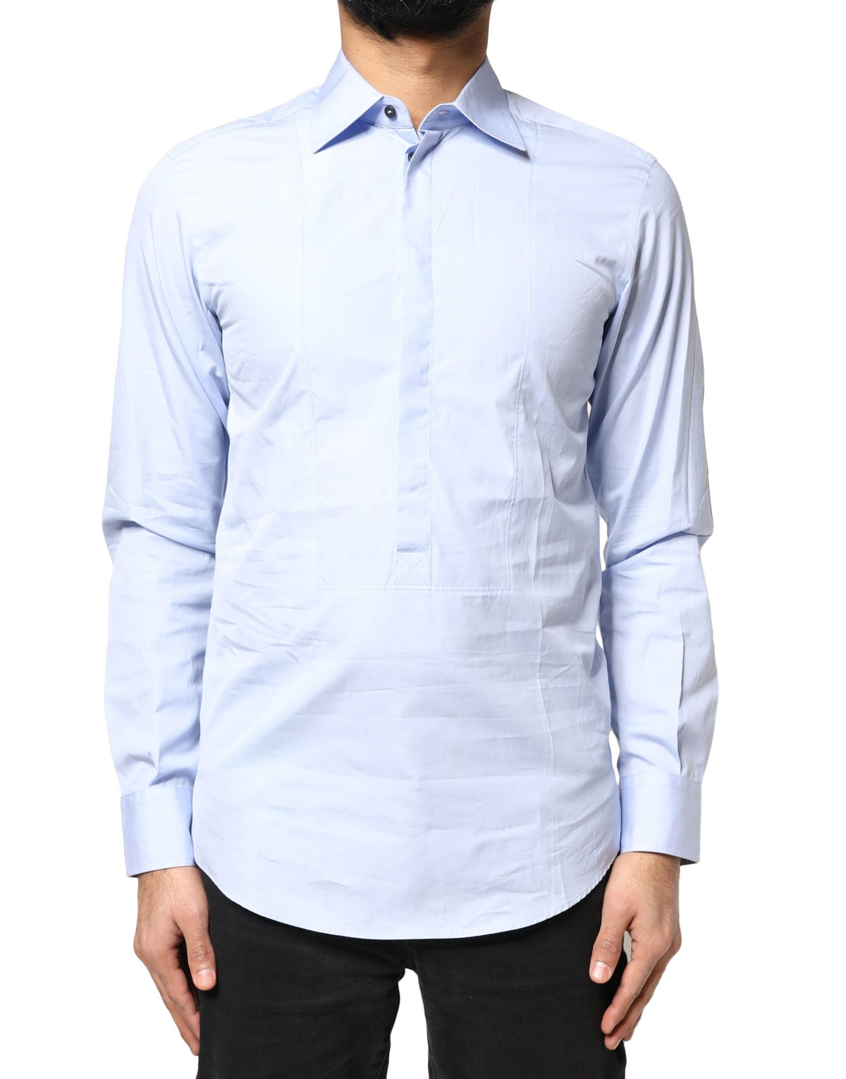 Chemise de ville à manches longues en coton bleu clair de Dolce &amp; Gabbana