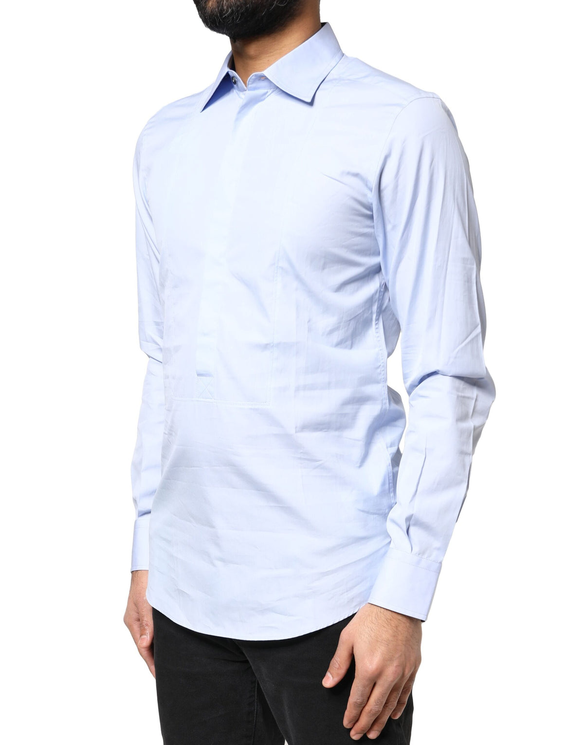 Chemise de ville à manches longues en coton bleu clair de Dolce &amp; Gabbana
