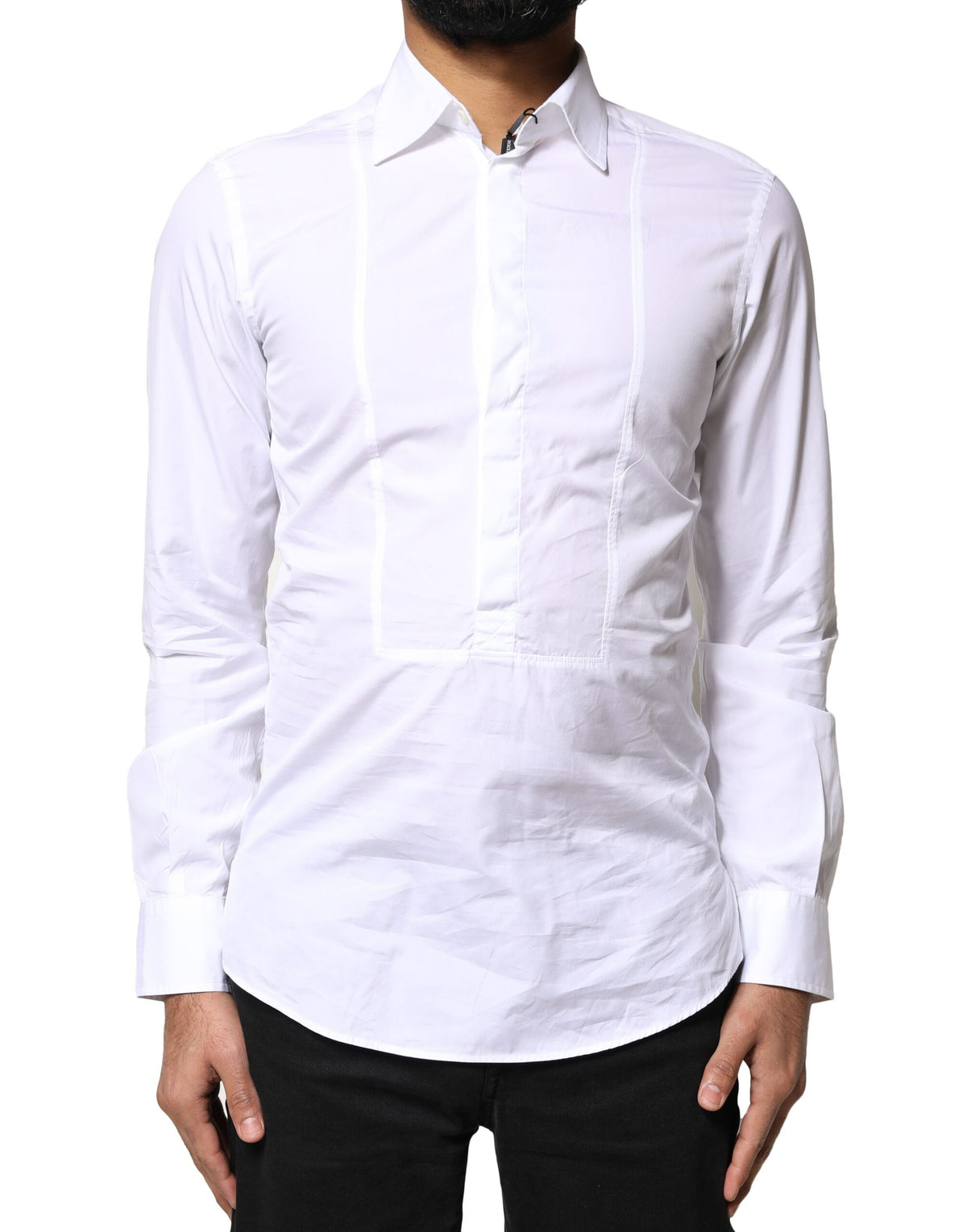 Chemise de cérémonie à manches longues en coton blanc de Dolce &amp; Gabbana