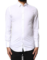 Chemise de cérémonie à manches longues en coton blanc doré de Dolce &amp; Gabbana