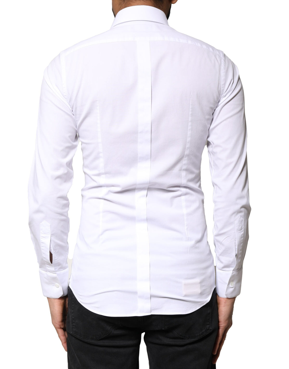 Chemise de cérémonie à manches longues en coton blanc doré de Dolce &amp; Gabbana
