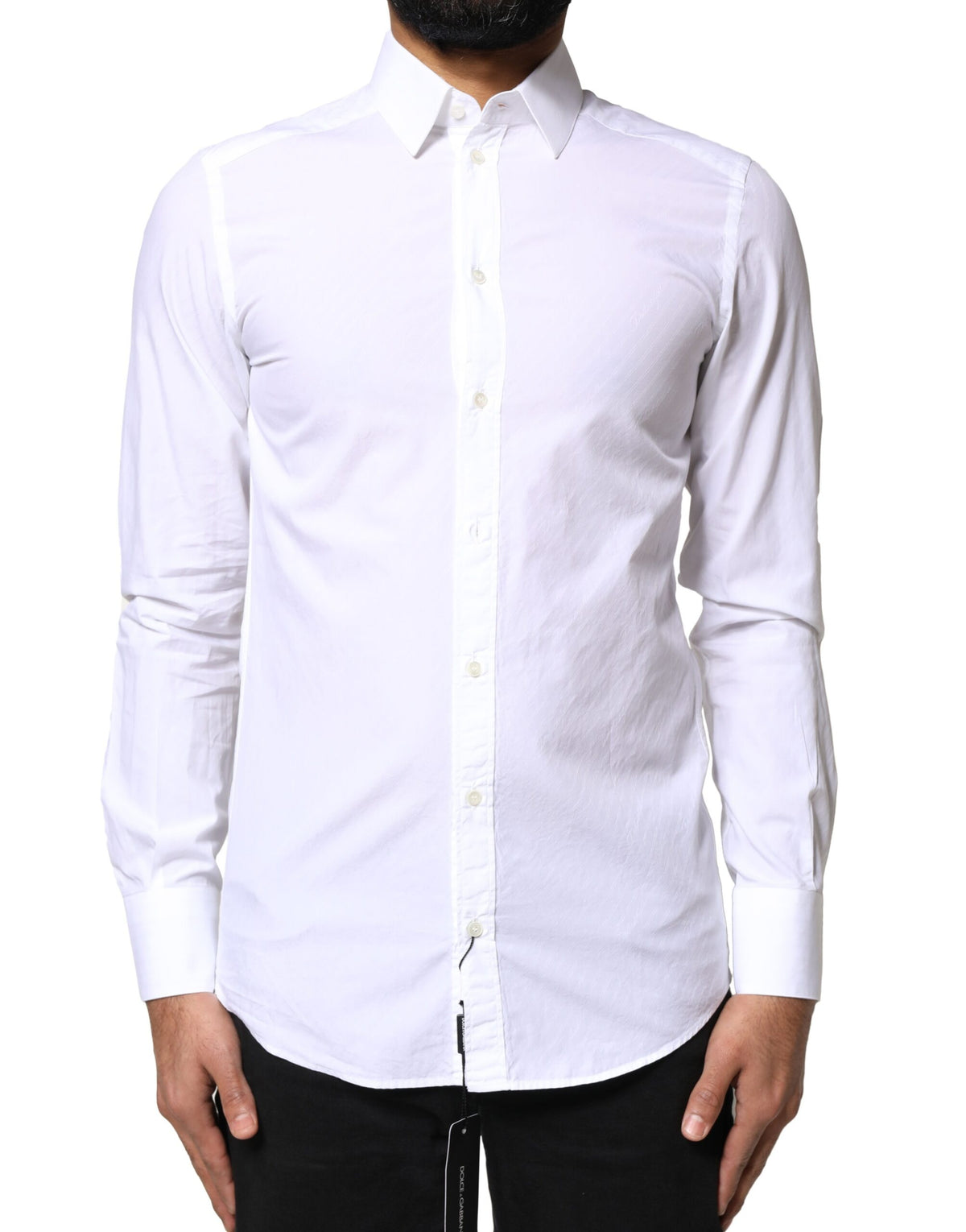 Chemise de ville pour homme Dolce &amp; Gabbana en coton blanc, modèle MARTINI.