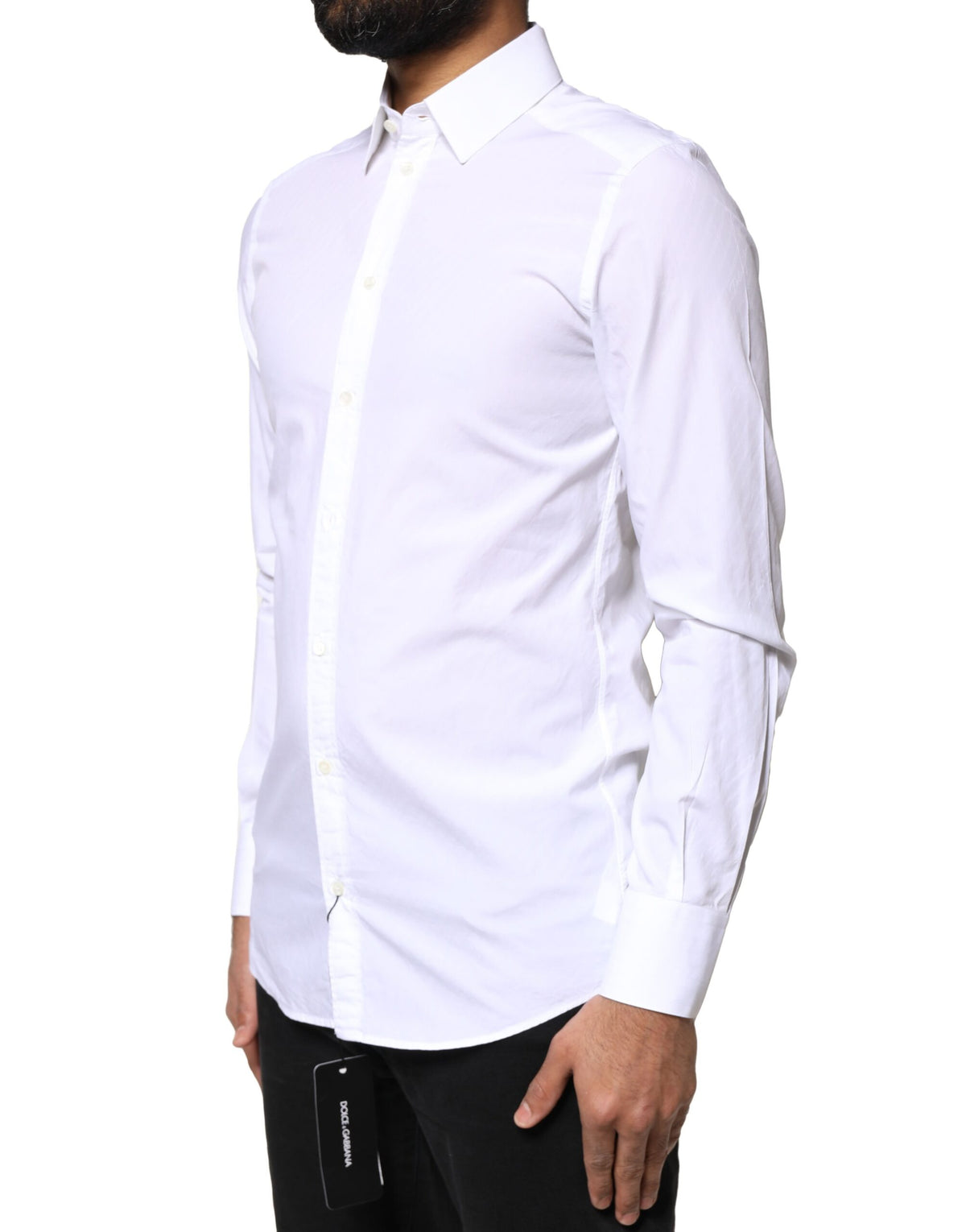 Chemise de ville pour homme Dolce &amp; Gabbana en coton blanc, modèle MARTINI.