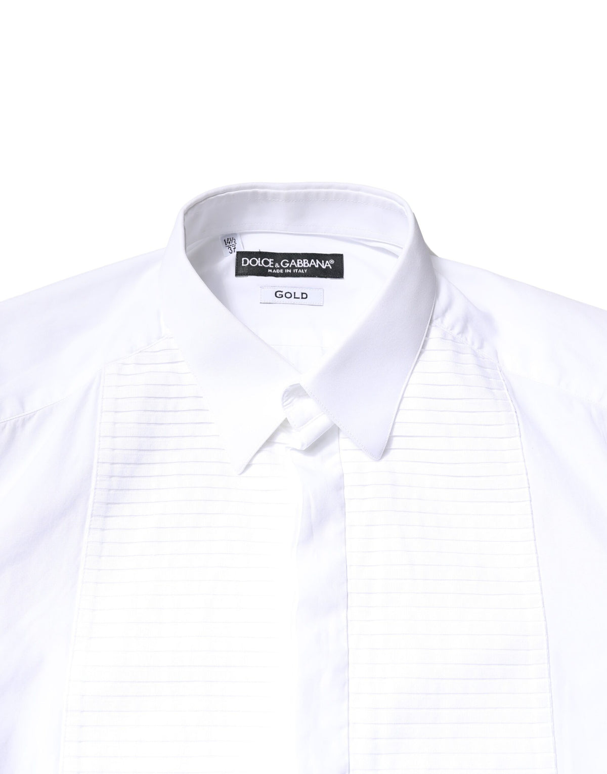 Chemise de ville pour homme Dolce &amp; Gabbana en popeline de coton blanc doré avec col montant.