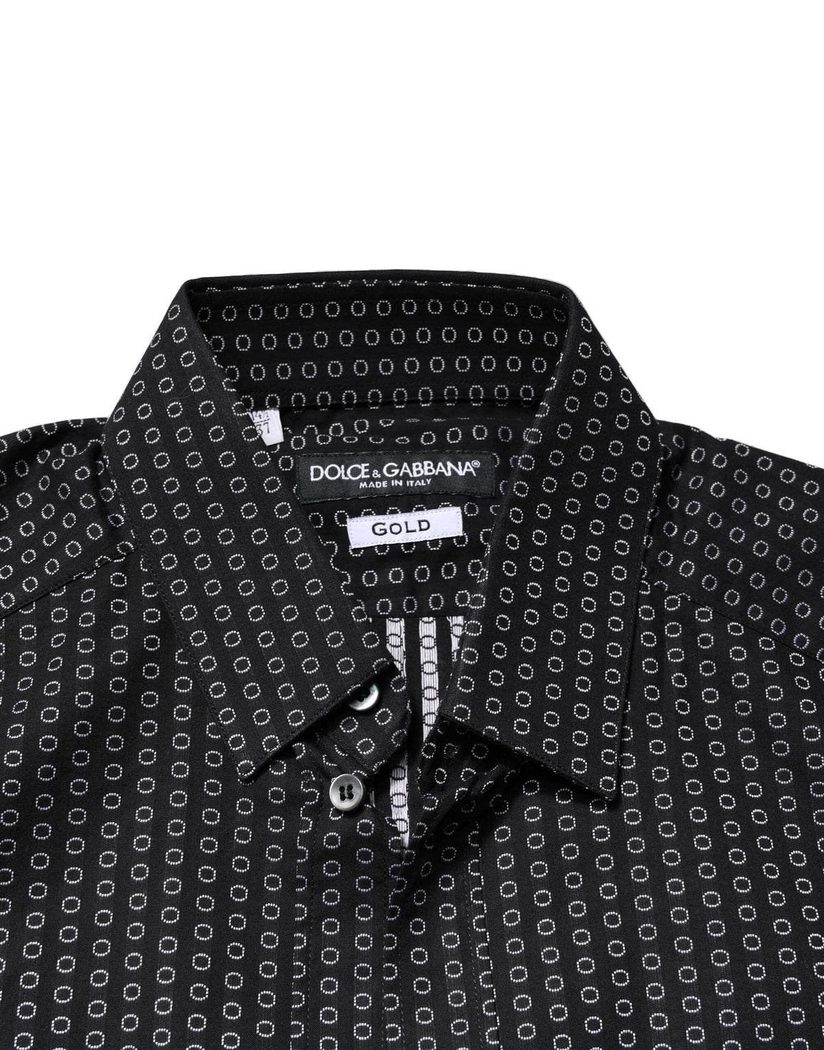 Chemise habillée en coton pour homme, noire à motifs dorés, Dolce &amp; Gabbana.