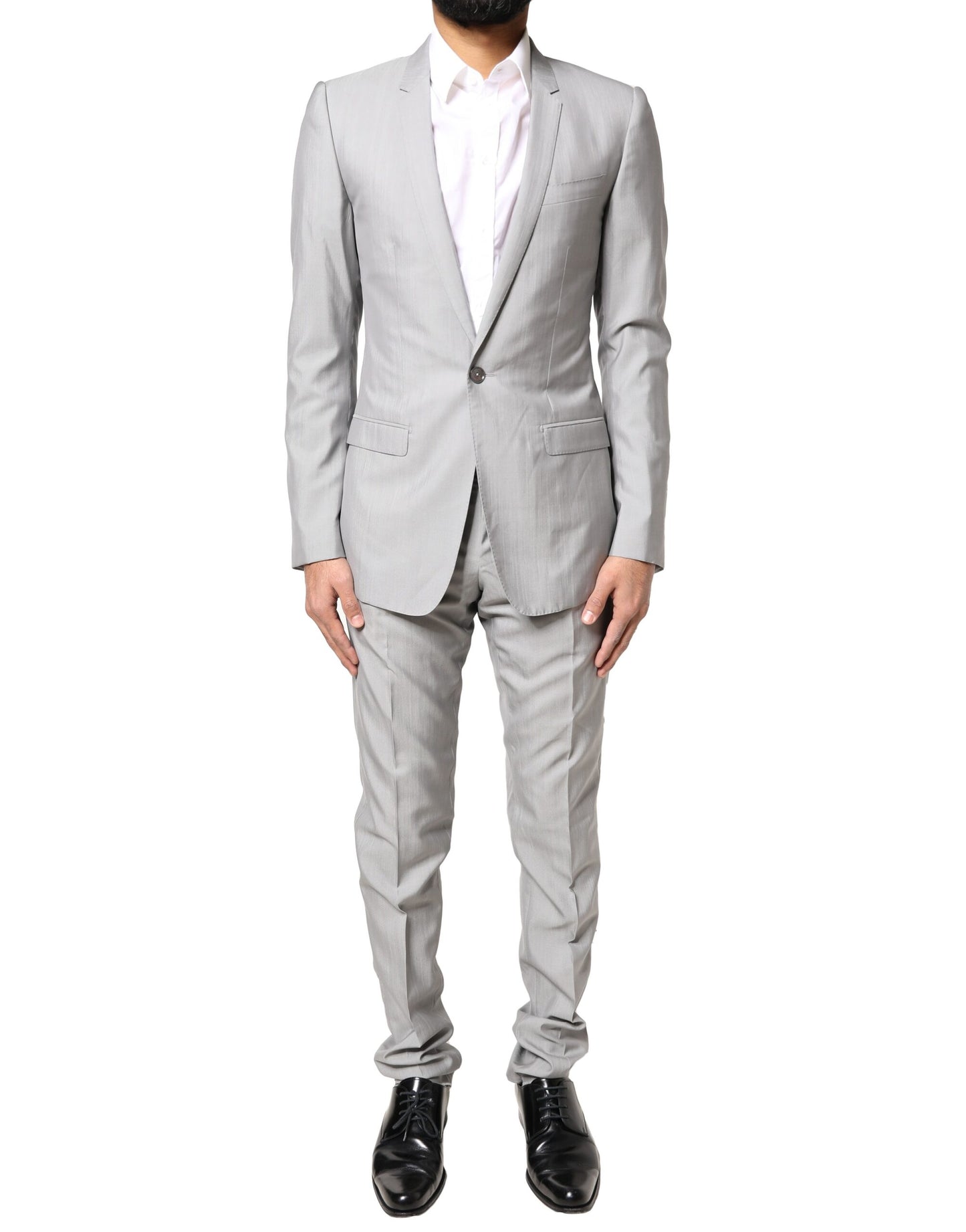 Dolce & Gabbana Light Gray Wool GOLD 2 Piece Formal Suit