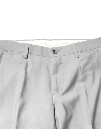 Dolce & Gabbana Light Gray Wool GOLD 2 Piece Formal Suit