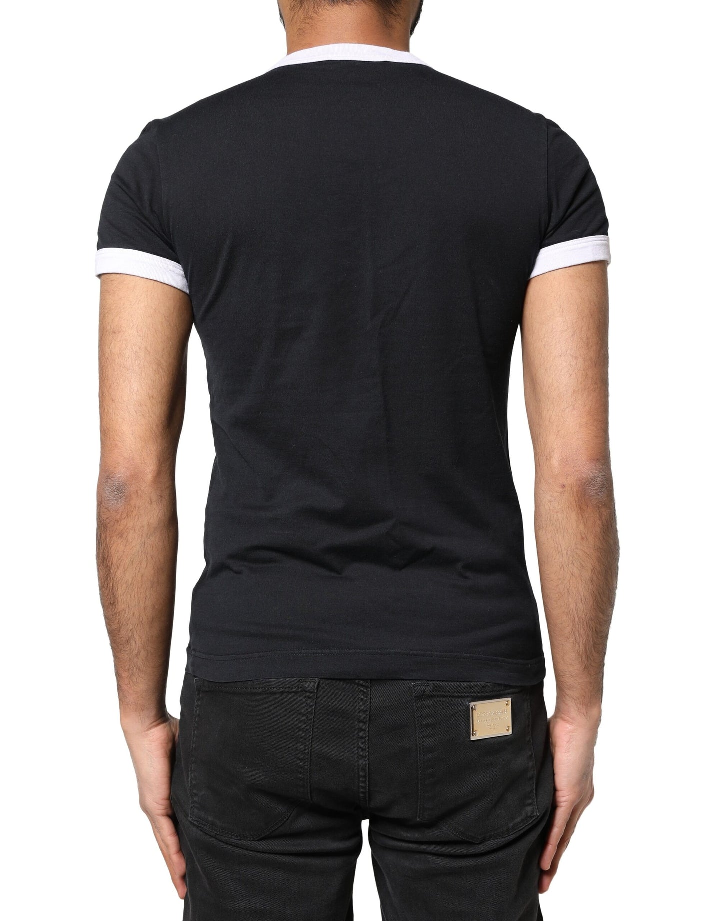 Dolce & Gabbana zwart Sicilia T-shirt met ronde hals en korte mouwen