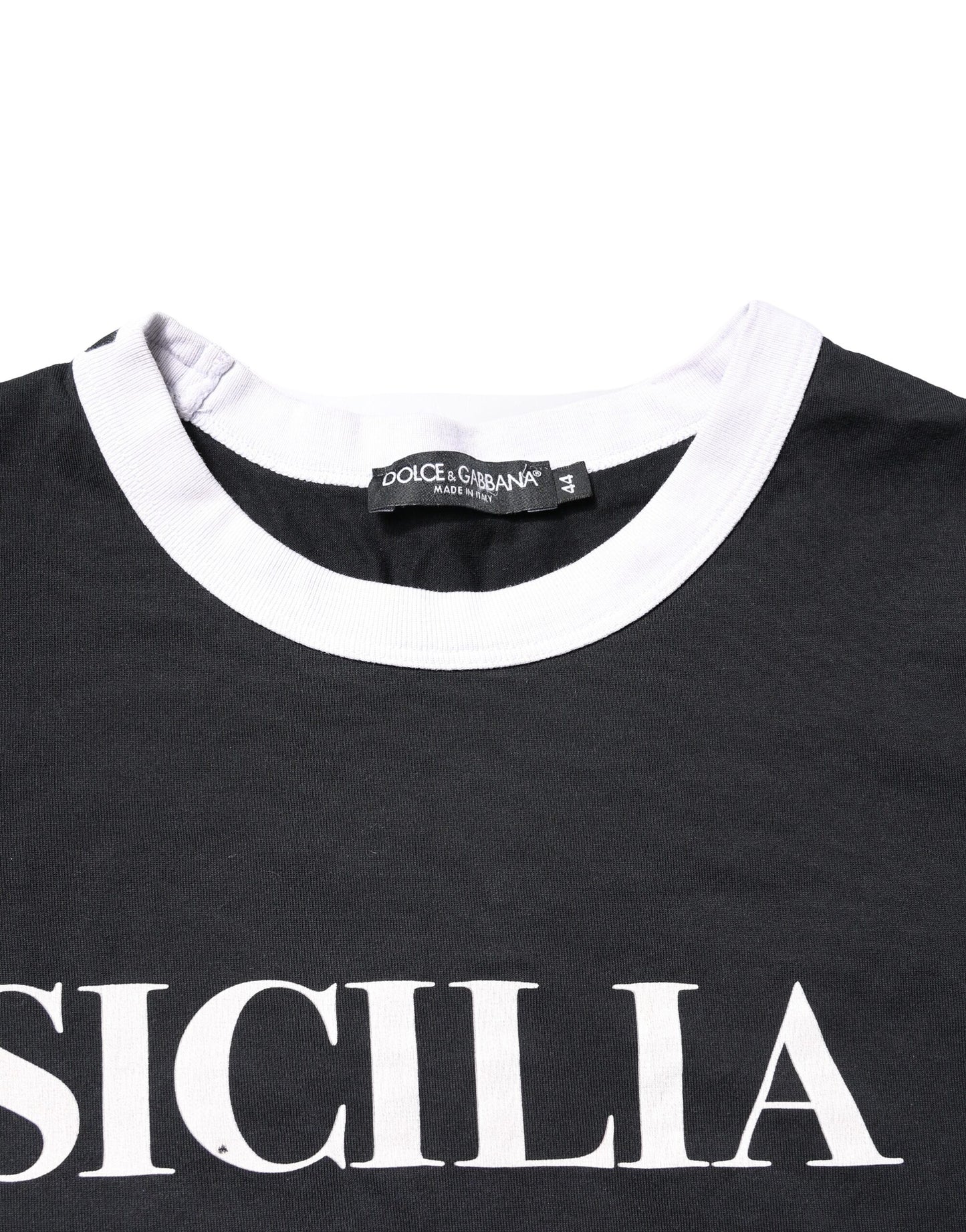 Dolce & Gabbana zwart Sicilia T-shirt met ronde hals en korte mouwen