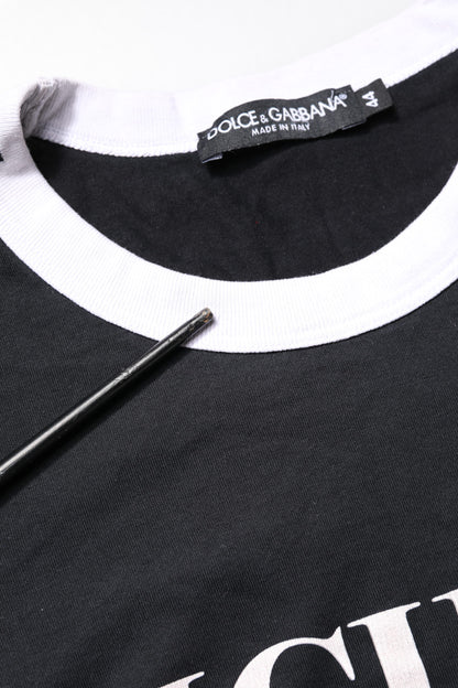 Dolce & Gabbana zwart Sicilia T-shirt met ronde hals en korte mouwen