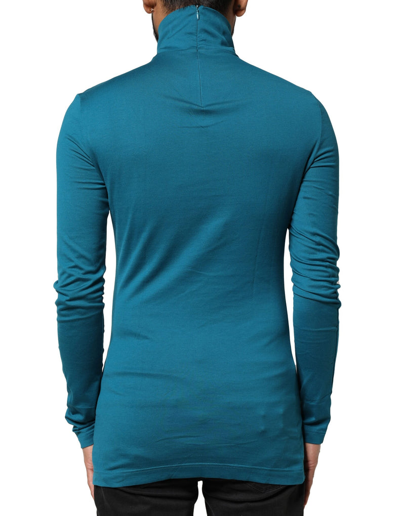 Pull col montant à manches longues en coton bleu de Dolce &amp; Gabbana