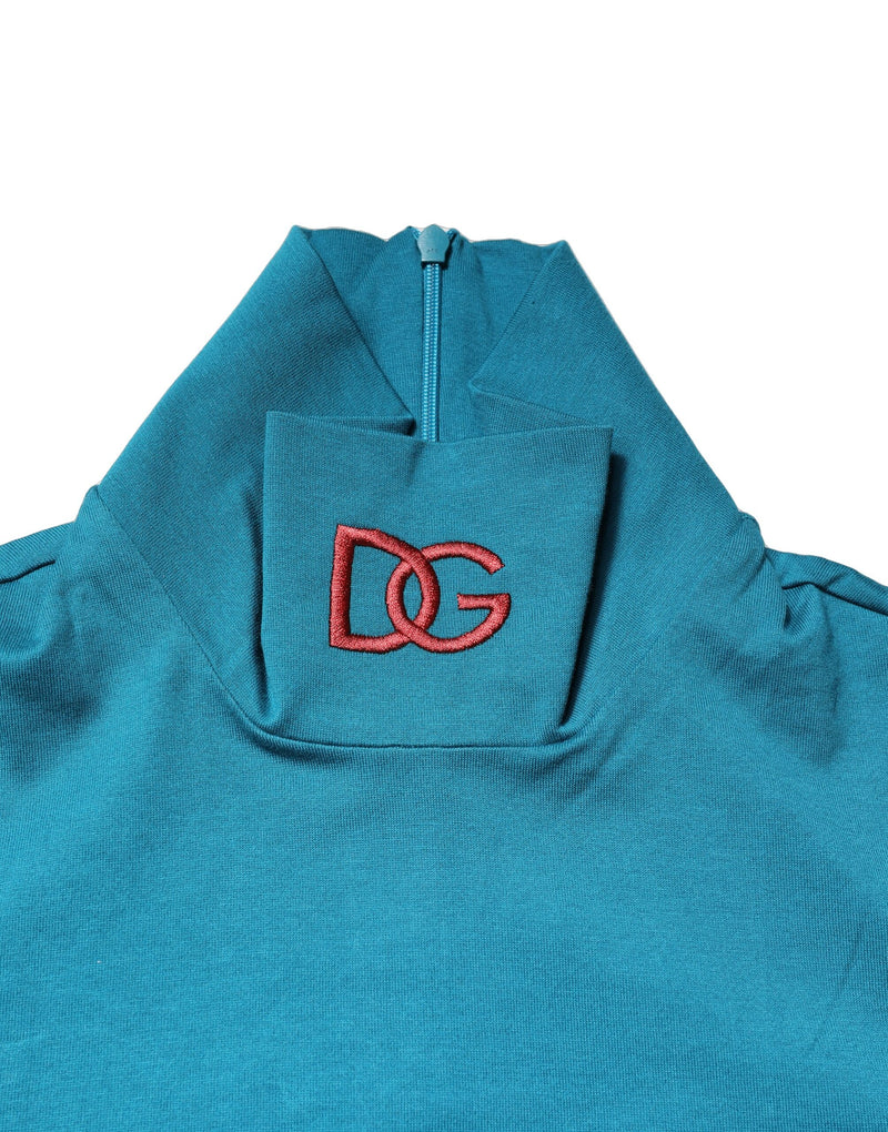 Pull col montant à manches longues en coton bleu de Dolce &amp; Gabbana