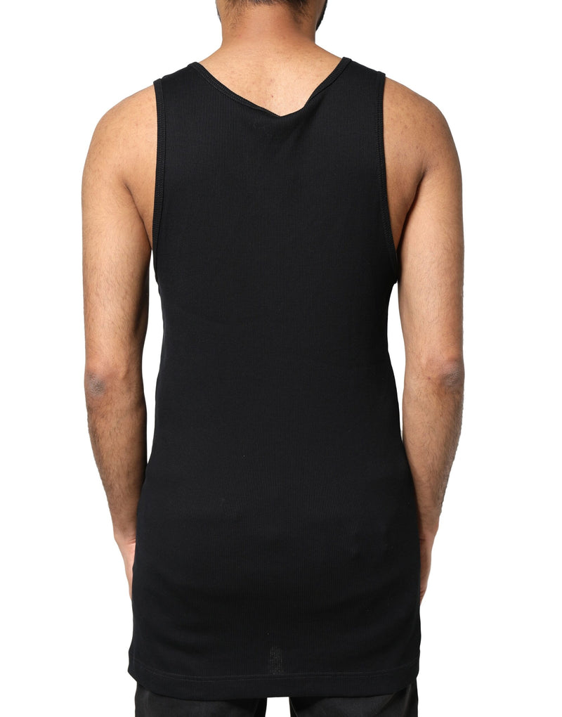 Débardeur homme en coton noir à style déchiré, sans manches, Dolce &amp; Gabbana.