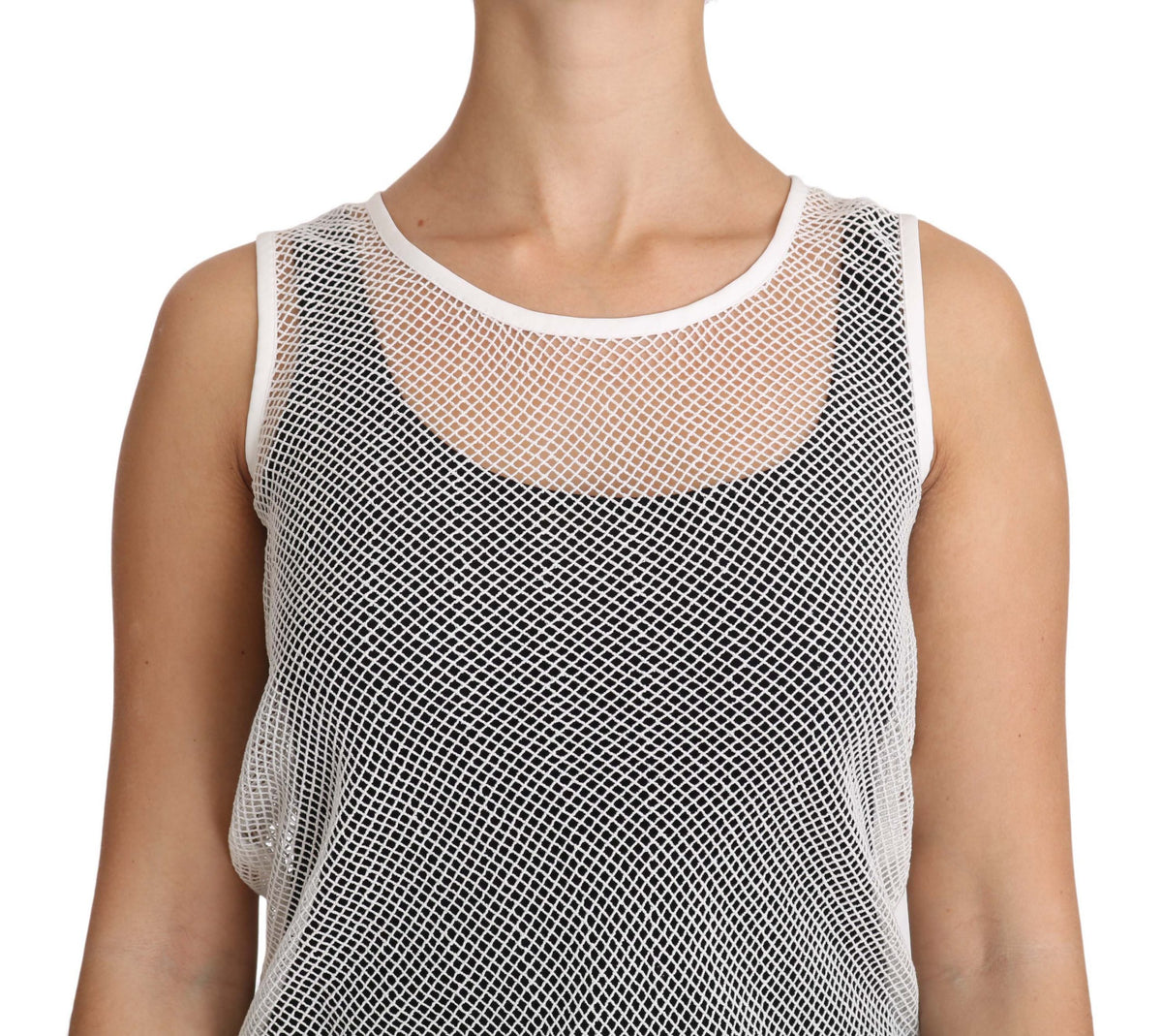 Débardeur sans manches Dolce &amp; Gabbana en résille blanche transparente