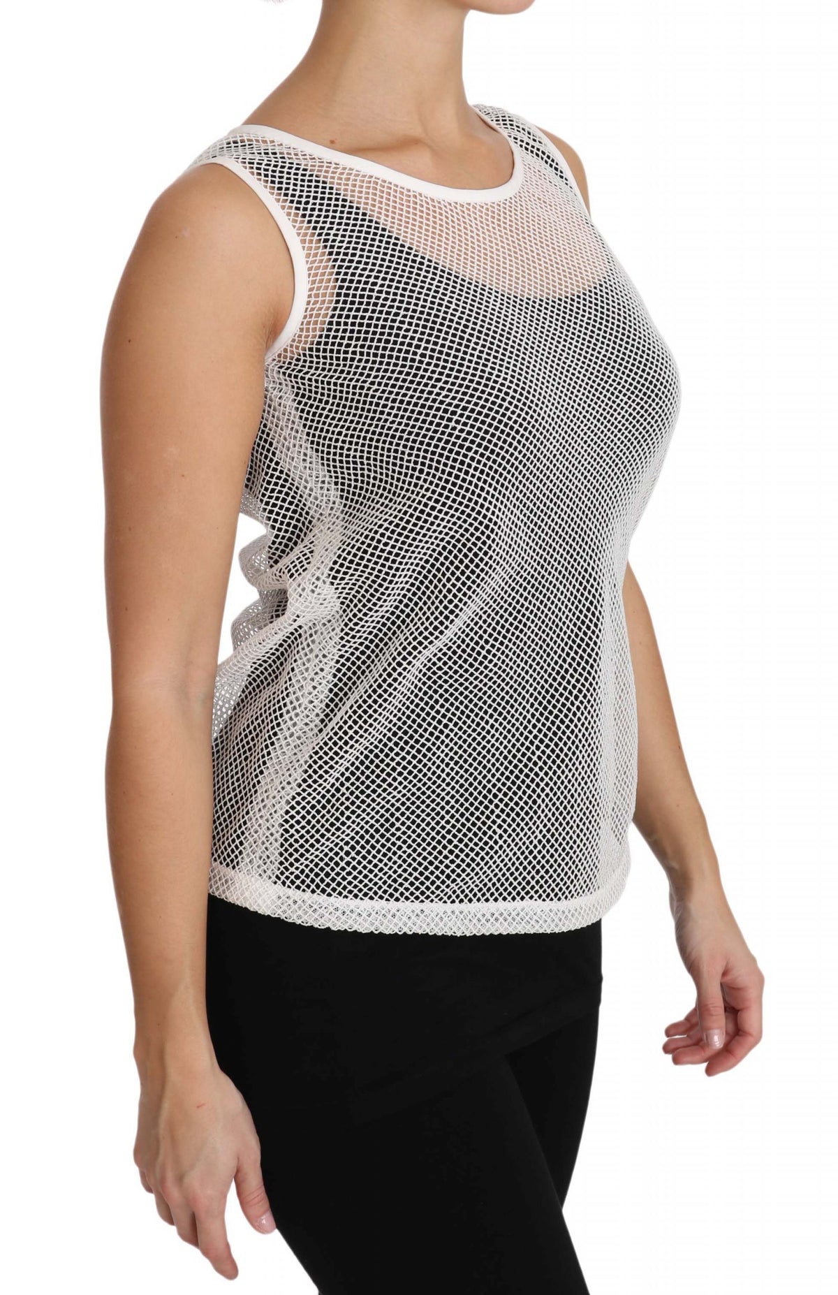 Débardeur sans manches Dolce &amp; Gabbana en résille blanche transparente