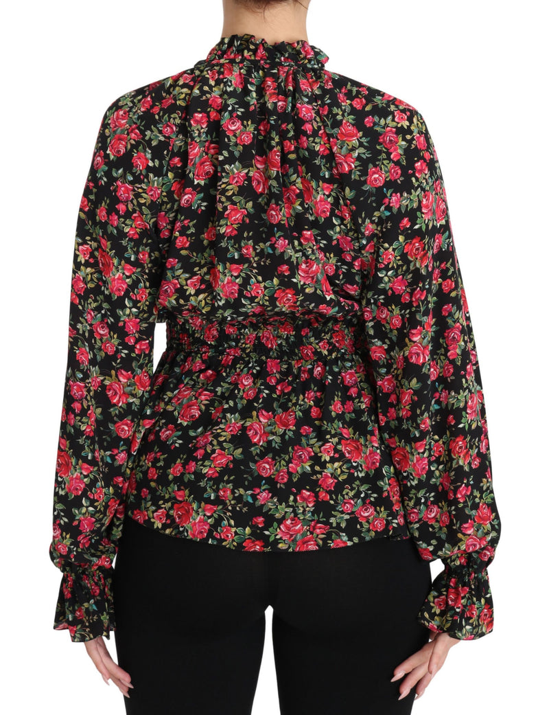 Chemisier Dolce &amp; Gabbana à imprimé floral rose noire
