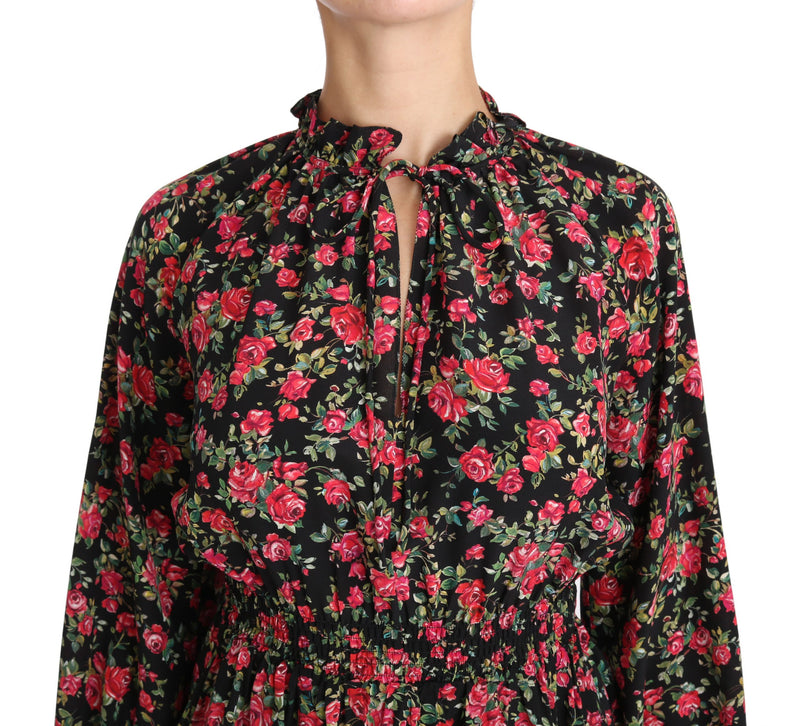 Chemisier Dolce &amp; Gabbana à imprimé floral rose noire