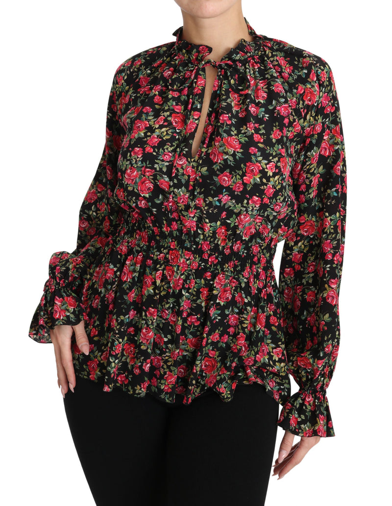 Chemisier Dolce &amp; Gabbana à imprimé floral rose noire