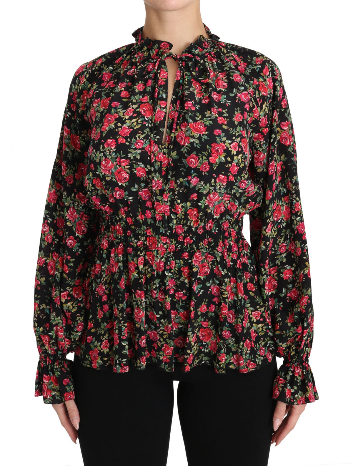 Chemisier Dolce &amp; Gabbana à imprimé floral rose noire