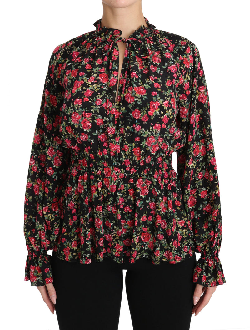 Chemisier Dolce &amp; Gabbana à imprimé floral rose noire