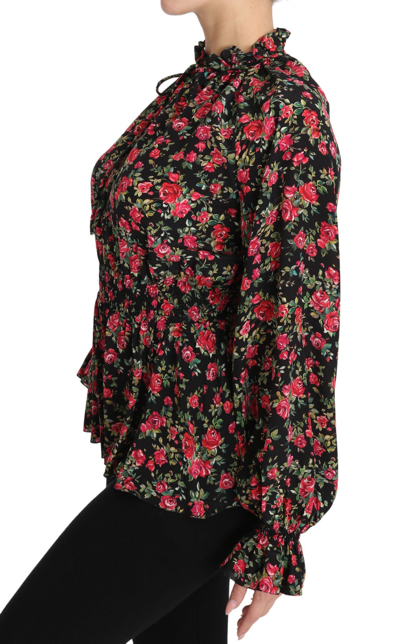 Chemisier Dolce &amp; Gabbana à imprimé floral rose noire