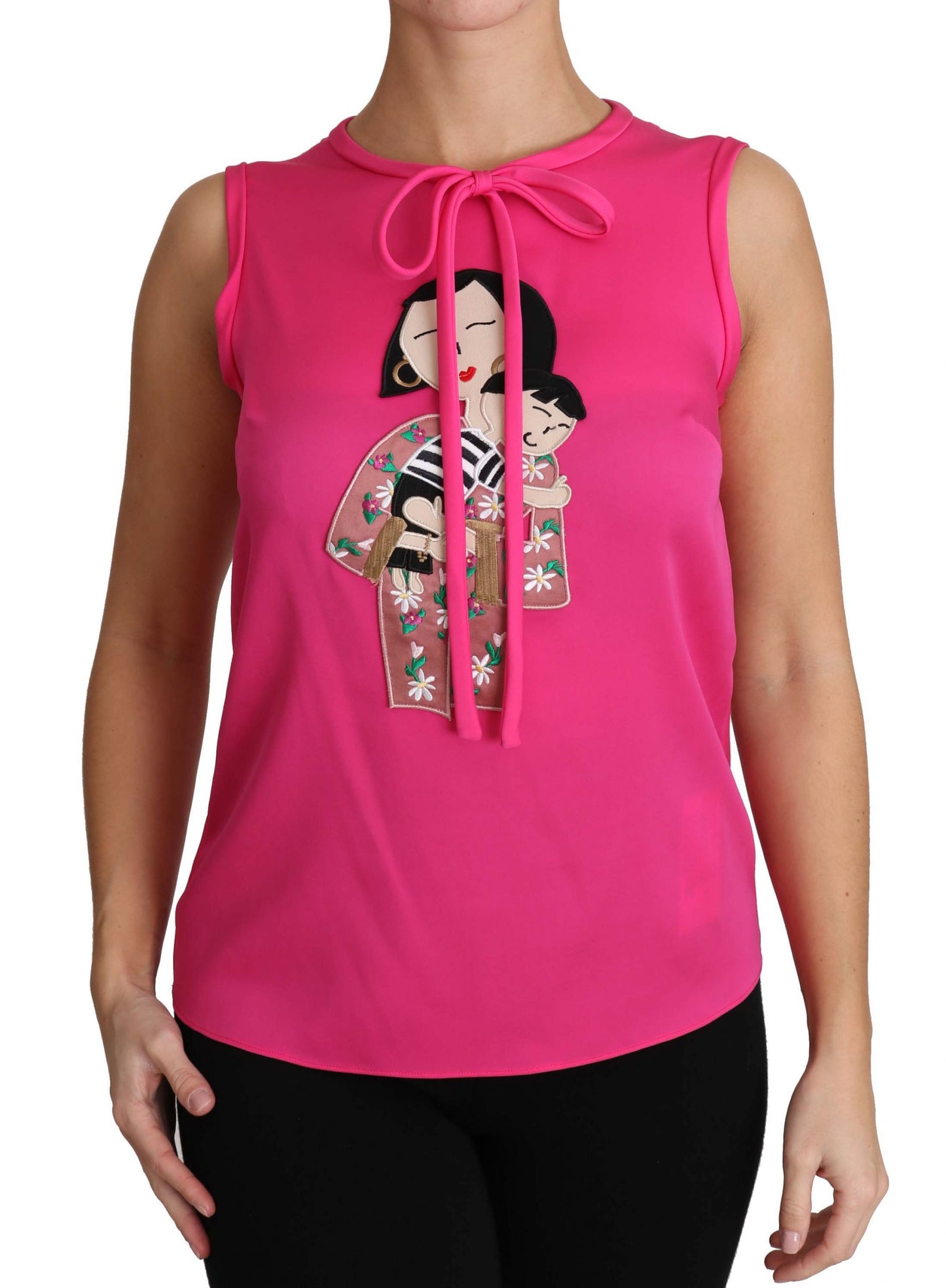 Dolce &amp; Gabbana Roze Familie Zijden Tank Top Mama Blouse Shirt
