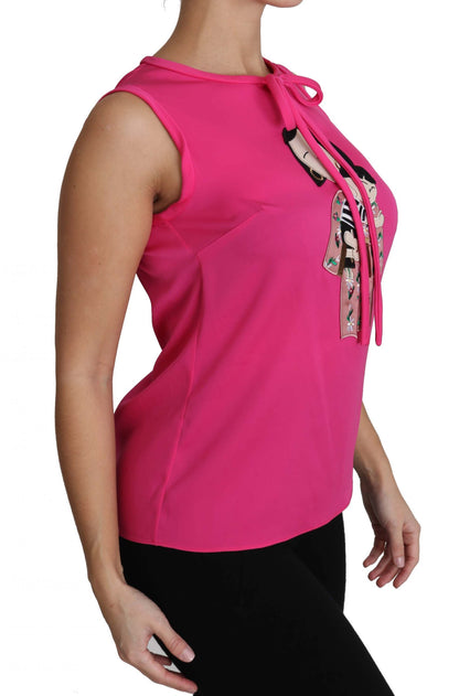 Dolce &amp; Gabbana Roze Familie Zijden Tank Top Mama Blouse Shirt