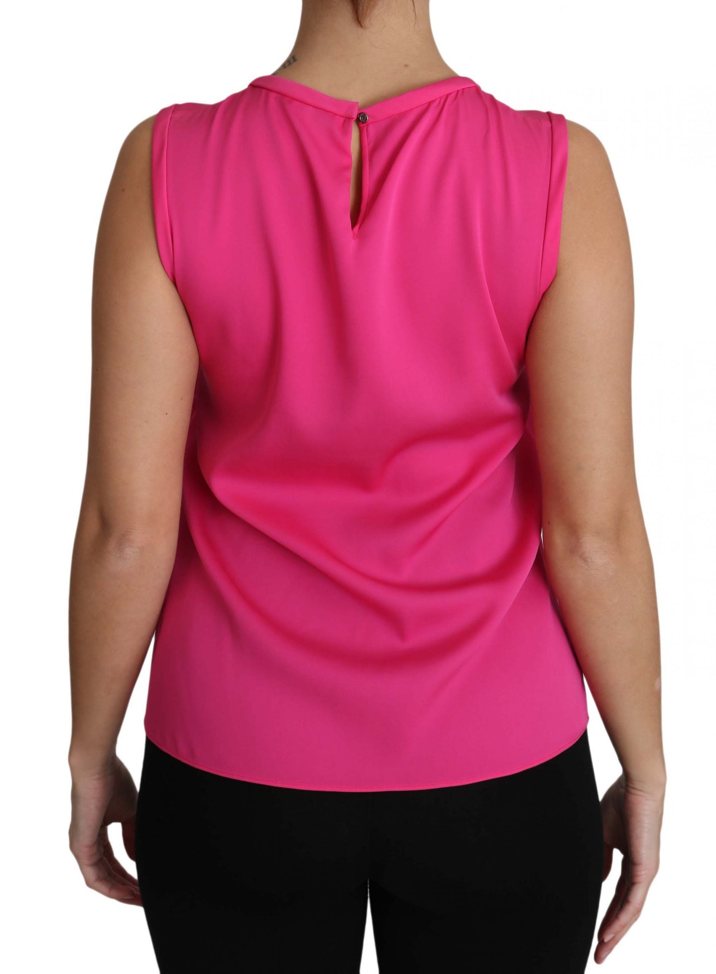 Dolce &amp; Gabbana Roze Familie Zijden Tank Top Mama Blouse Shirt