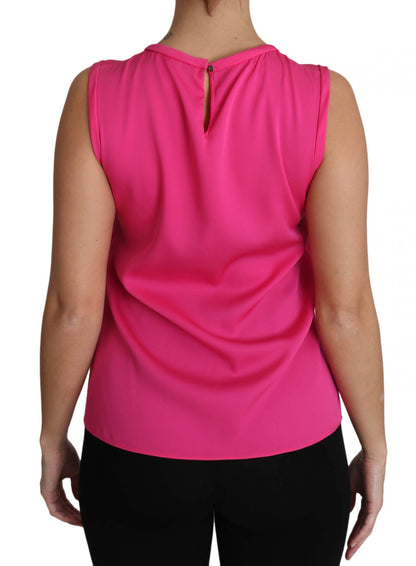 Dolce &amp; Gabbana Roze Familie Zijden Tank Top Mama Blouse Shirt