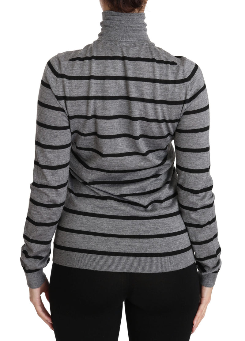 Pull à col roulé en cachemire et soie gris Dolce &amp; Gabbana