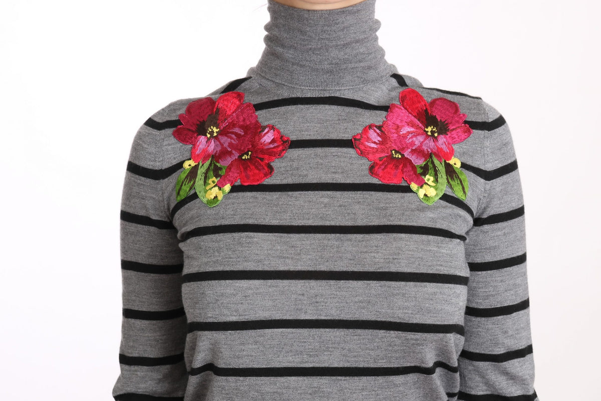 Pull à col roulé en cachemire et soie gris Dolce &amp; Gabbana