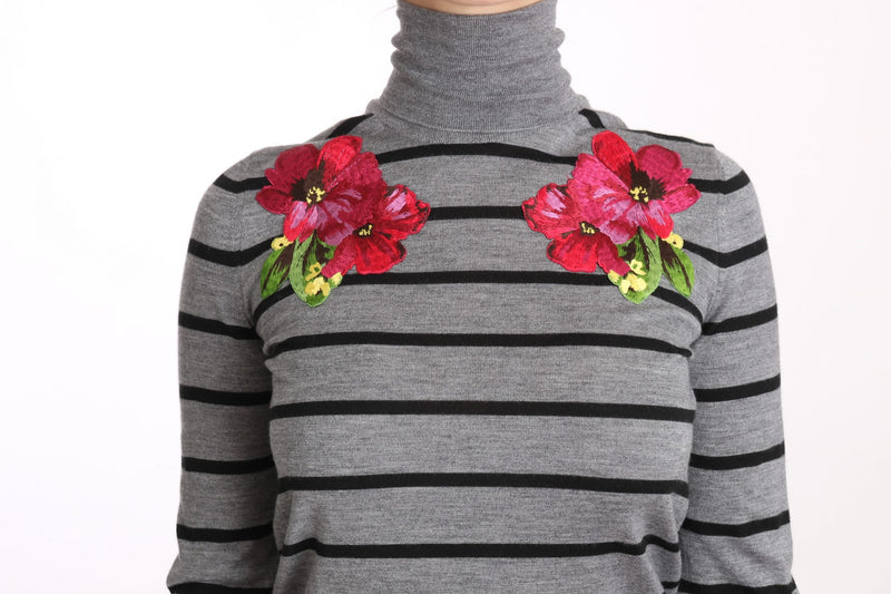 Pull à col roulé en cachemire et soie gris Dolce &amp; Gabbana