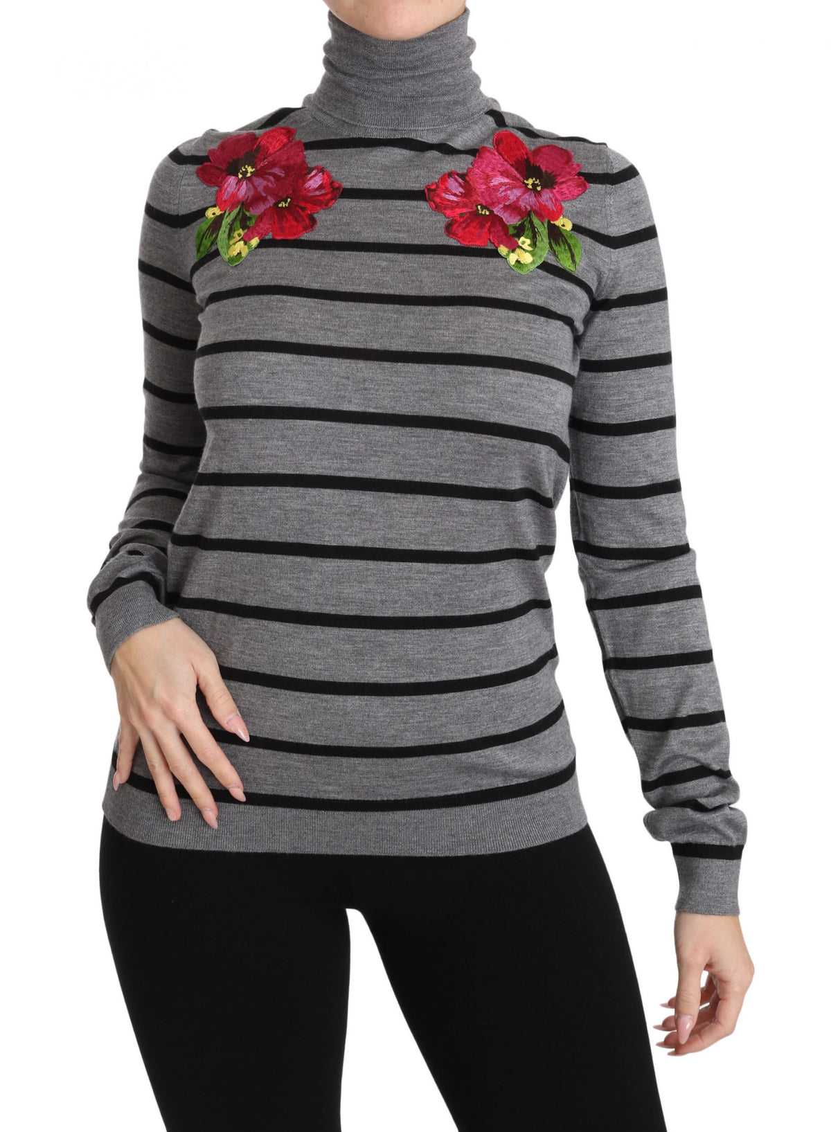 Pull à col roulé en cachemire et soie gris Dolce &amp; Gabbana