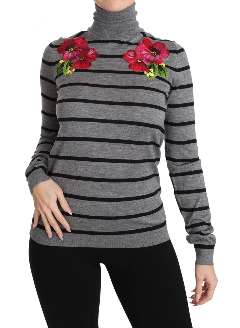 Pull à col roulé en cachemire et soie gris Dolce &amp; Gabbana