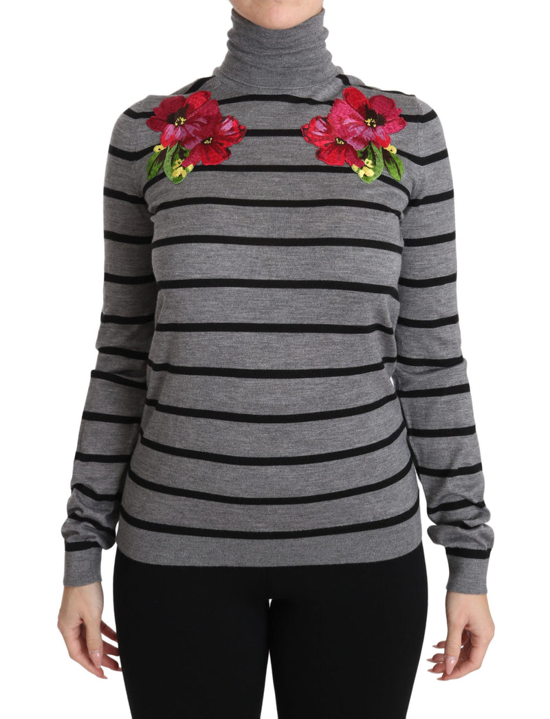 Pull à col roulé en cachemire et soie gris Dolce &amp; Gabbana