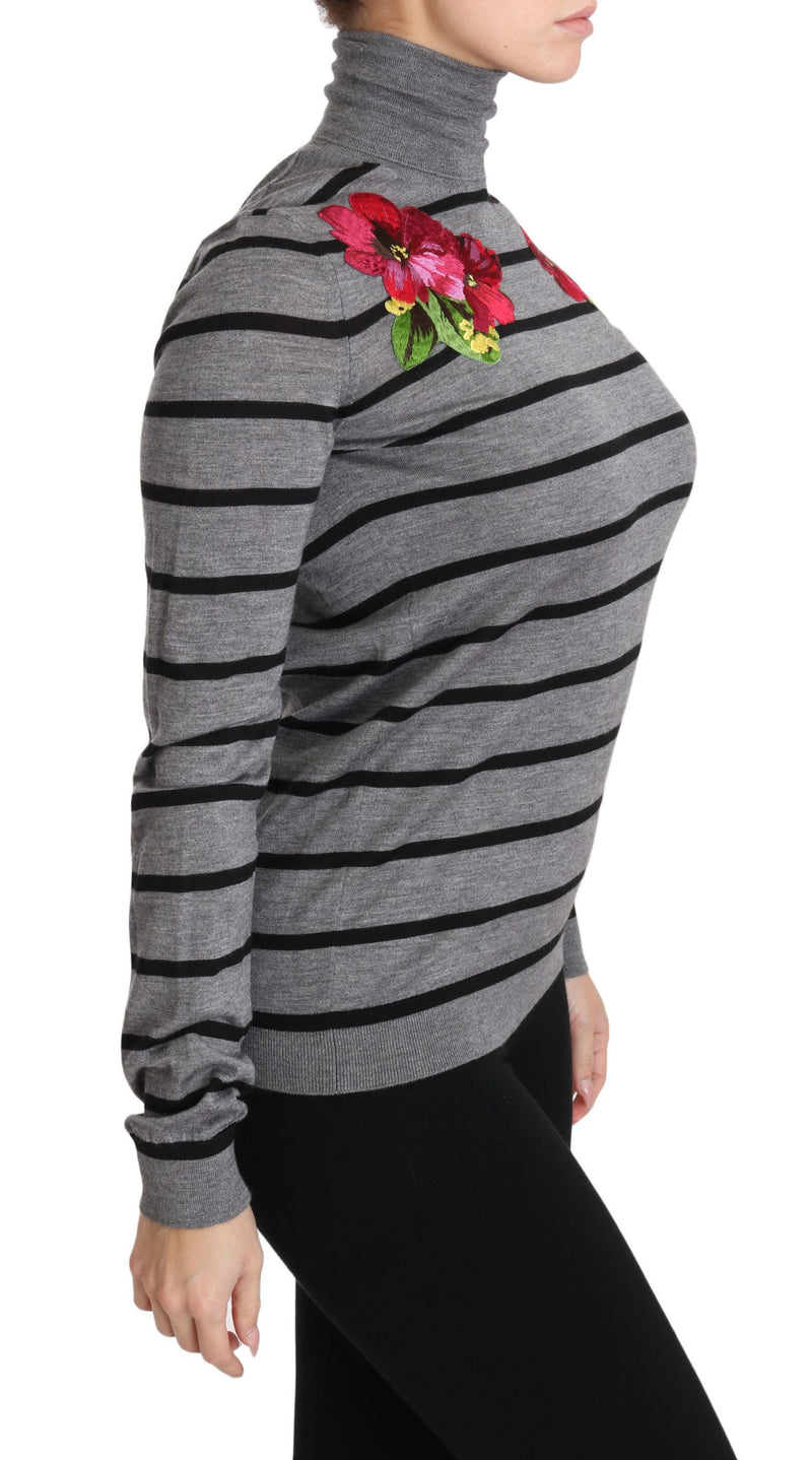 Pull à col roulé en cachemire et soie gris Dolce &amp; Gabbana