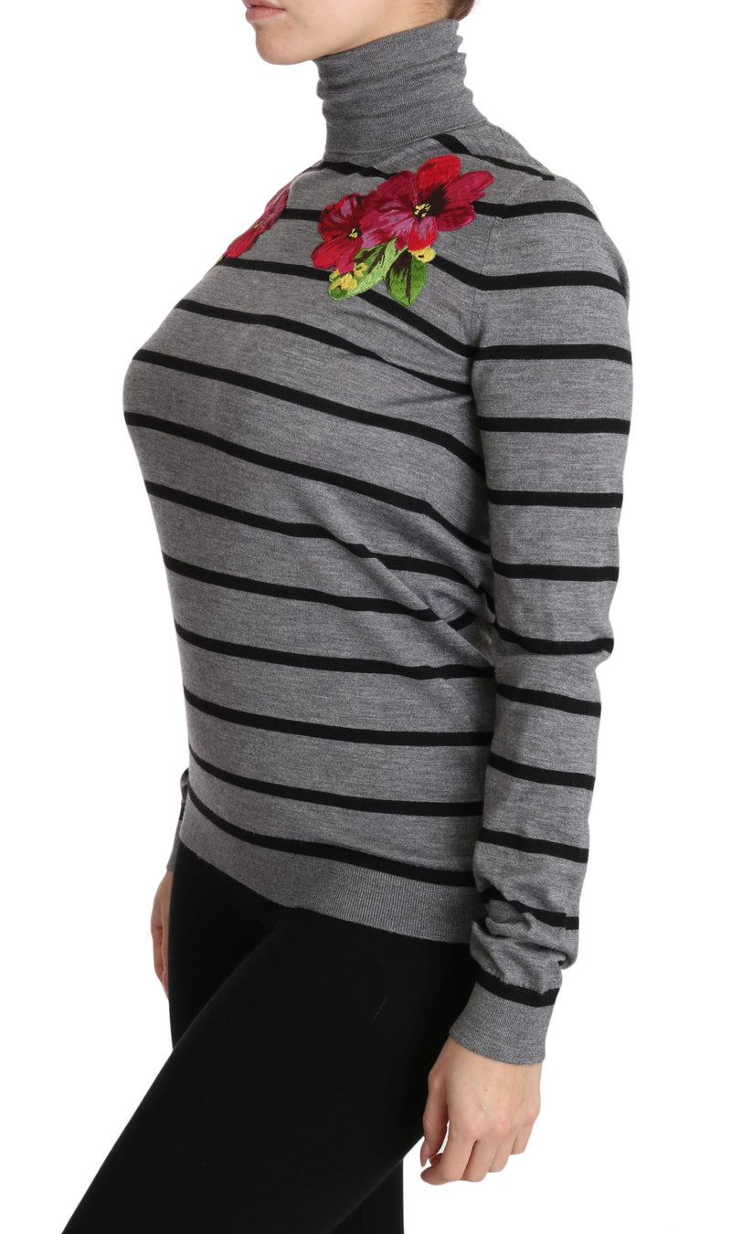 Pull à col roulé en cachemire et soie gris Dolce &amp; Gabbana