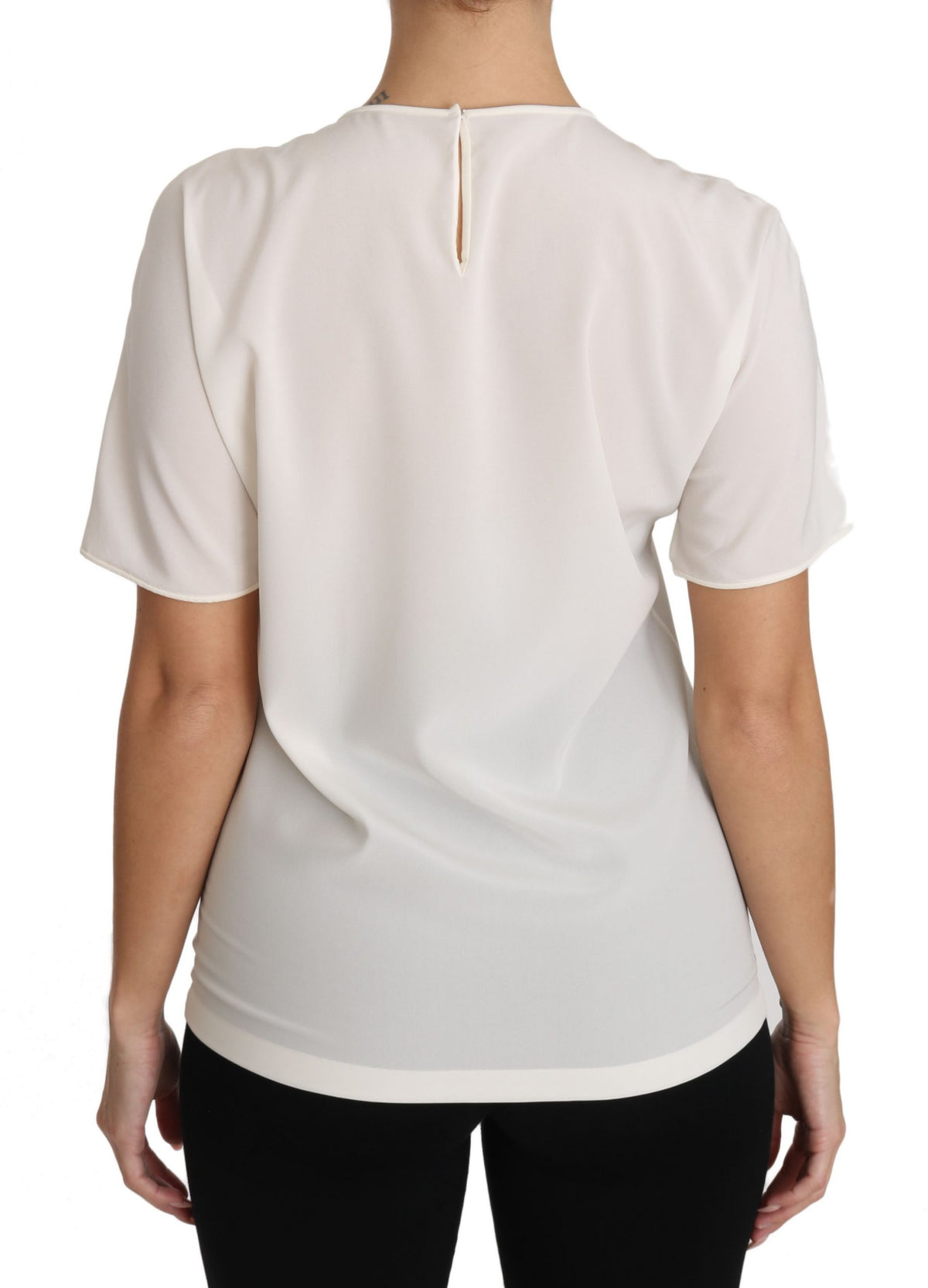 T-shirt Dolce &amp; Gabbana en soie stretch blanche #dgfamily