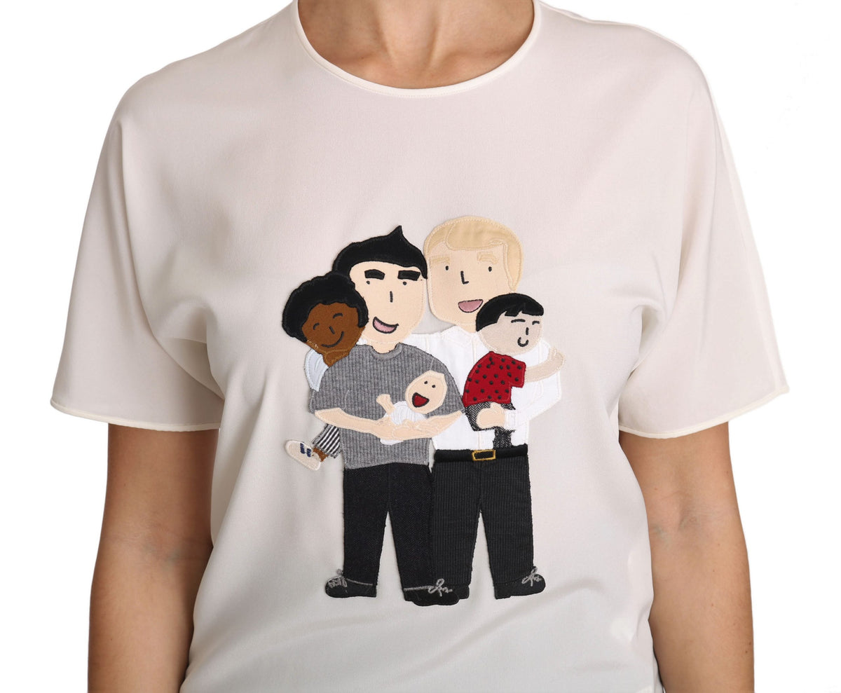 T-shirt Dolce &amp; Gabbana en soie stretch blanche #dgfamily