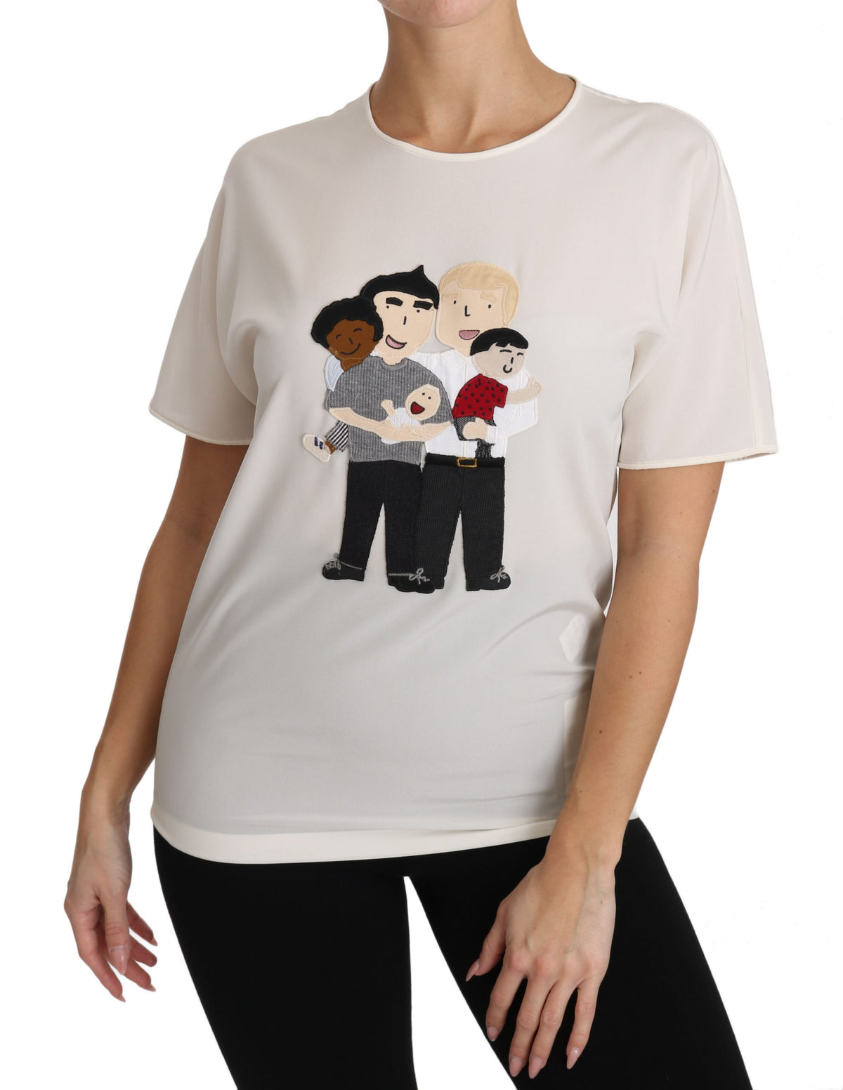 T-shirt Dolce &amp; Gabbana en soie stretch blanche #dgfamily