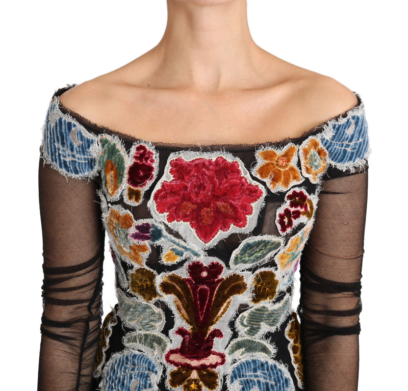 T-shirt/blouse Dolce &amp; Gabbana Ricamo noir à fleurs