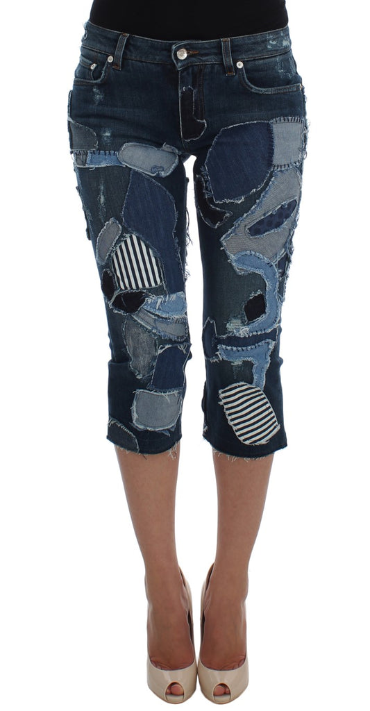 Shorts en jean bleu patchwork stretch de Dolce & Gabbana