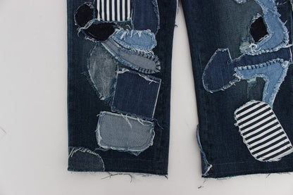 Shorts en jean bleu patchwork stretch de Dolce & Gabbana