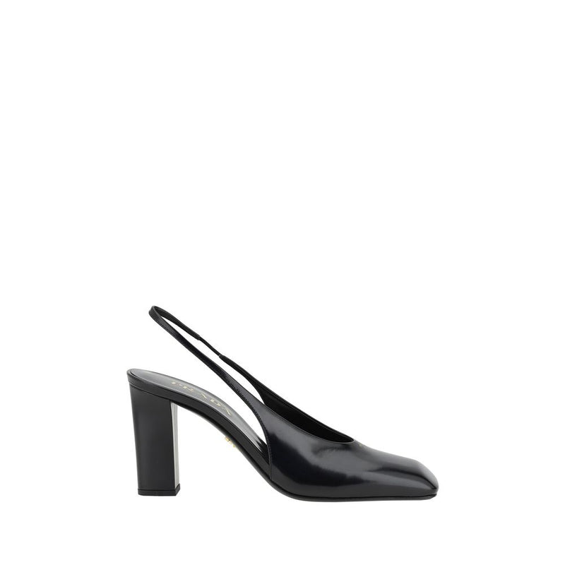 Prada Black Calf Leather Pumps - Elegant Slingback Design