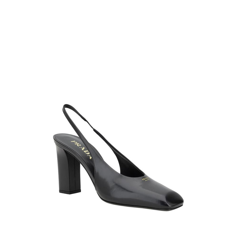 Prada Black Calf Leather Pumps - Elegant Slingback Design