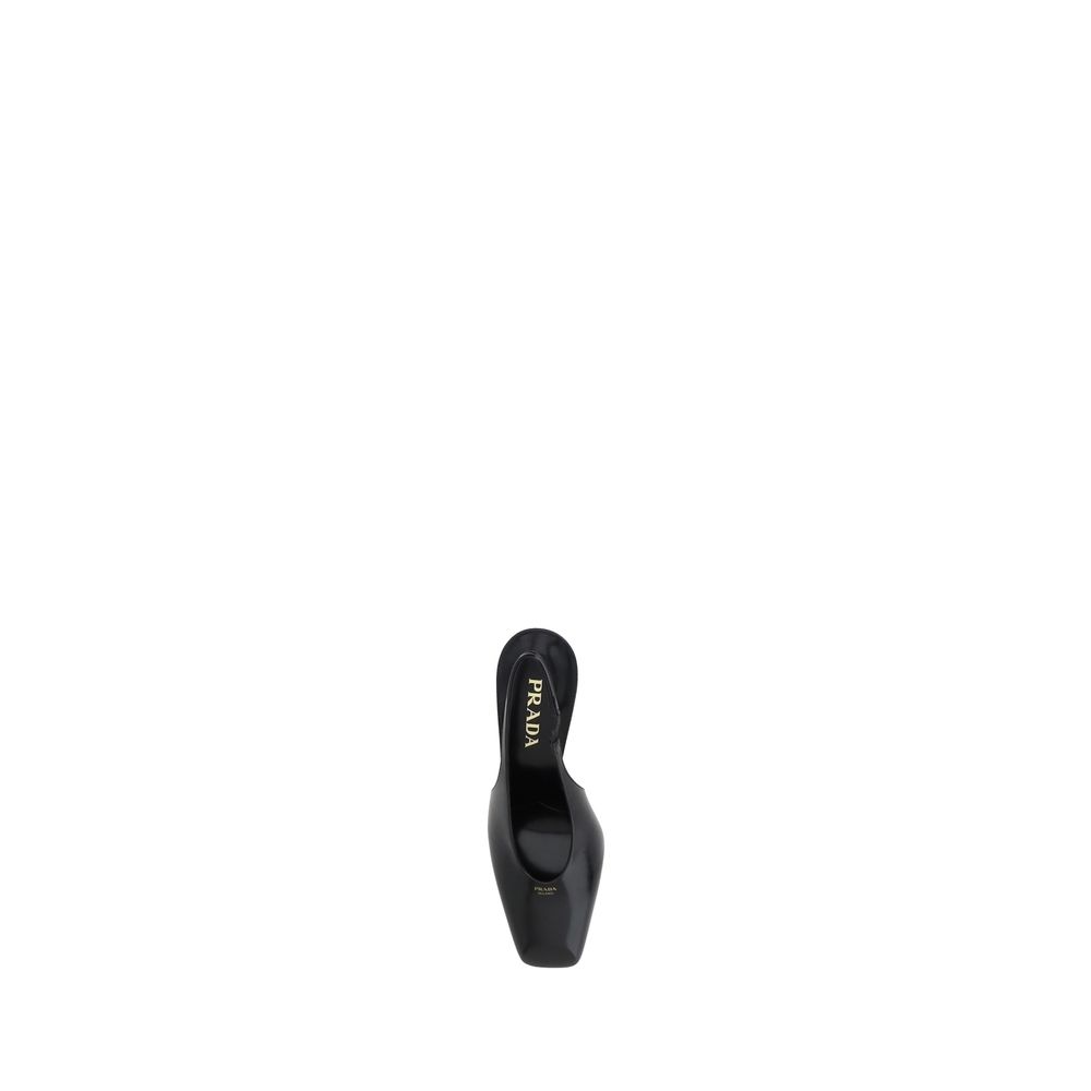 Prada Black Calf Leather Pumps - Elegant Slingback Design