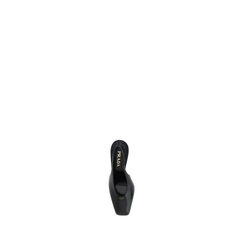 Prada Black Calf Leather Pumps - Elegant Slingback Design