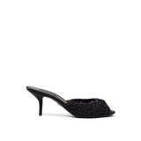 Dolce & Gabbana Sandales en Coton Noir - Mules à Talons Brodés