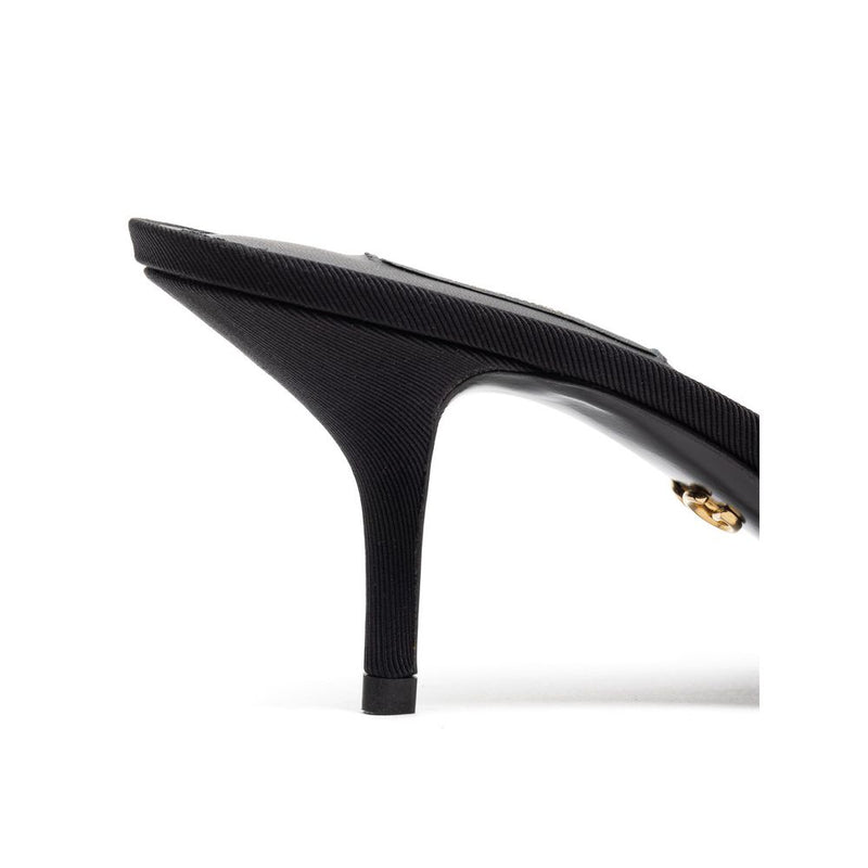 Dolce & Gabbana Sandales en Coton Noir - Mules à Talons Brodés
