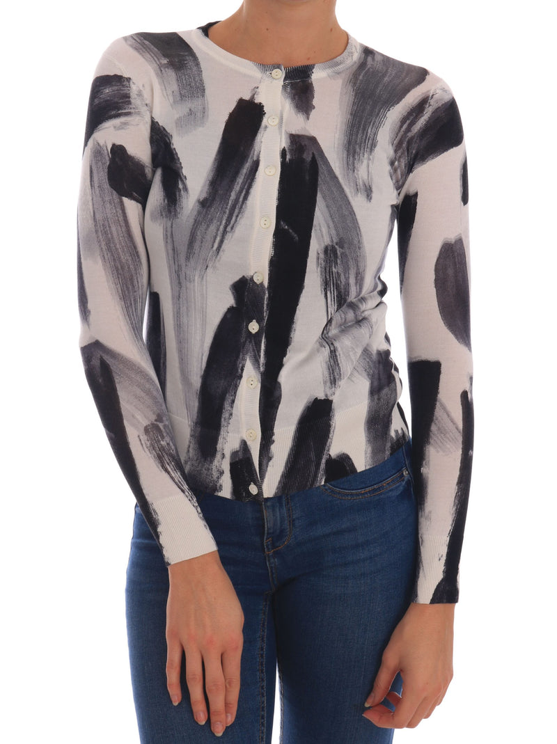 Cardigan en soie léger à motifs peints à la main de Dolce &amp; Gabbana